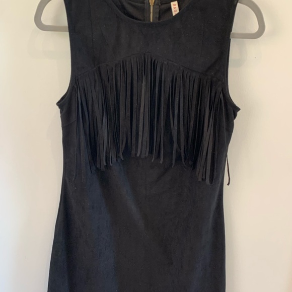Black suede fringe dress - Picture 2 of 4